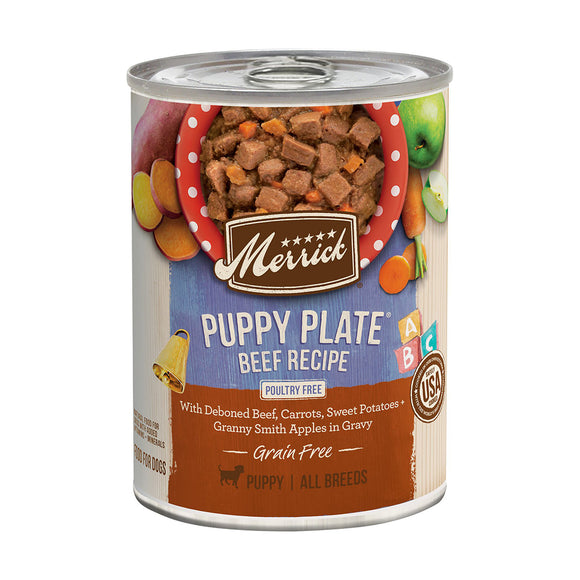 Merrick Classic Dog Wet Food Grain Free Puppy Plate Beef 360g