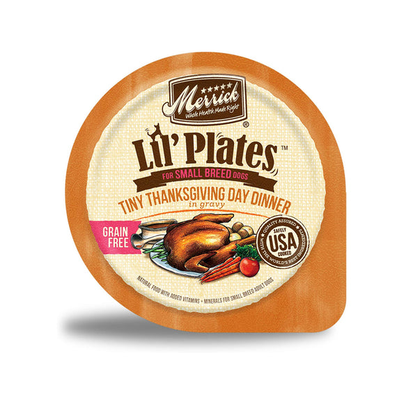 Merrick Lil' Plates Dog Treat Grain Free Tiny Thanksgiving Dinner 3.5oz