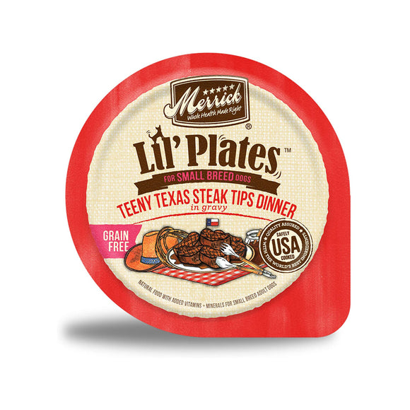 Merrick Lil Plates Dog Treats Grain Free Teeny Texas Steak Tips Dinner 99g