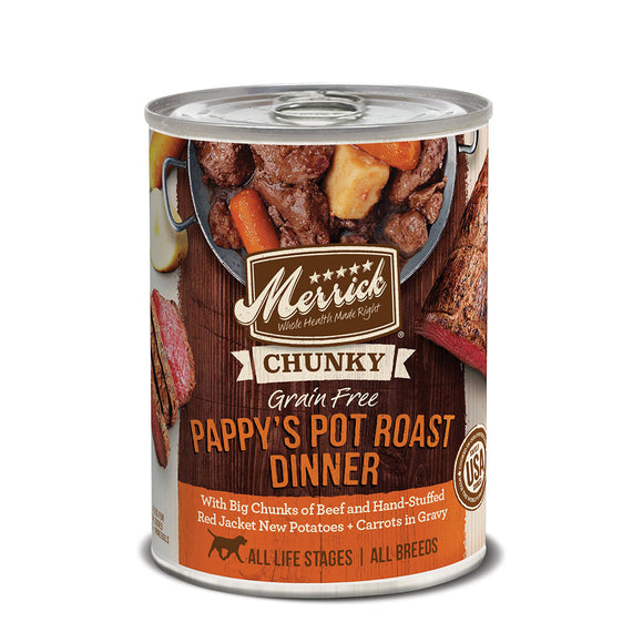 Merrick Chunky Grain Free Pappy's Pot Roast Canned Dog Food 360g