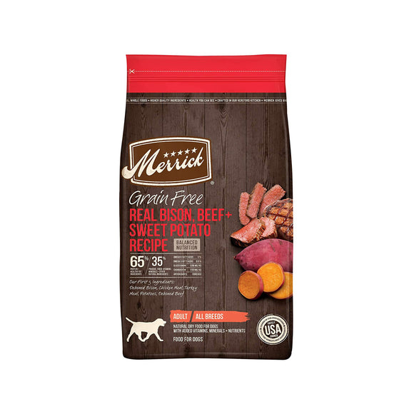 Merrick Dry Dog Food Grain Free Bison, Beef and Sweet Potato 22lbs