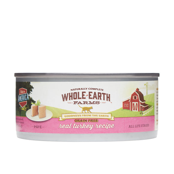 Whole Earth Farms Cat Canned Food Grain Free Real Turkey Recipe 148g