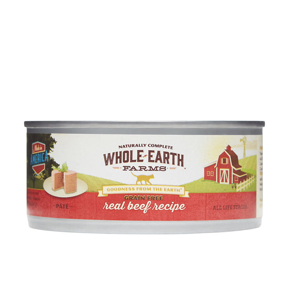 Whole Earth Farms Cat Canned Food Grain Free Real Beef Recipe 148g