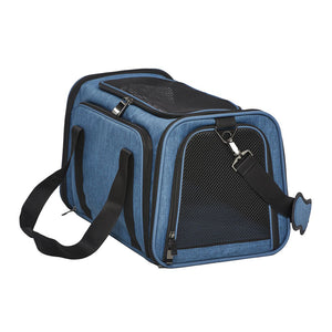 Midwest Homes For Pets Duffy Expandable Soft Pet Carrier Blue Medium