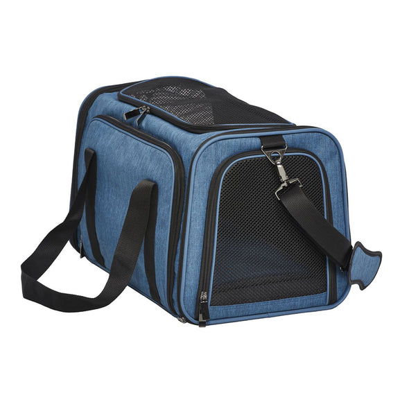 Midwest Homes For Pets Duffy Expandable Soft Pet Carrier Blue Large