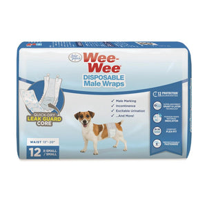 Four Paws Wee Wee Disposable Male Wraps XS / Small 12ct
