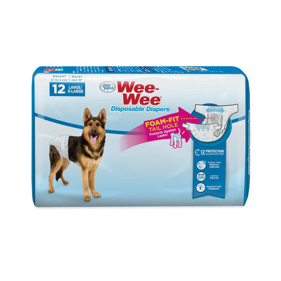 Four Paws Wee Wee Diaper Disposable Large 12ct