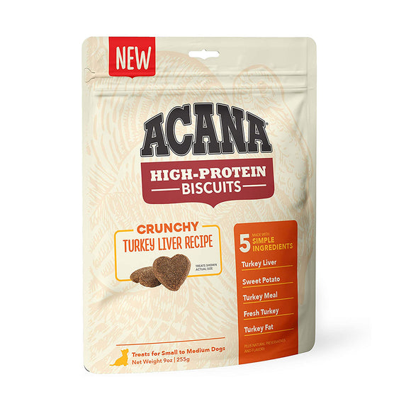 Acana High-Protein Biscuits Crunchy Turkey Liver (M/L Breeds) 255g