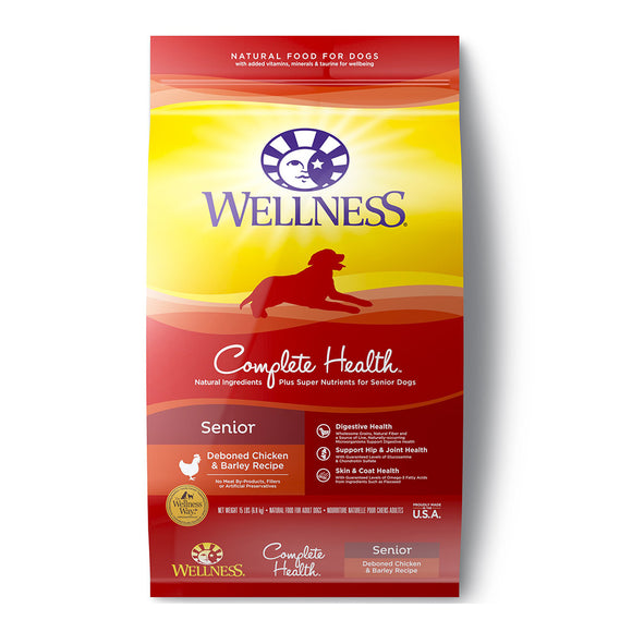 Wellness Complete Health Dry Dog Food Senior Chicken & Barley 15 Lb