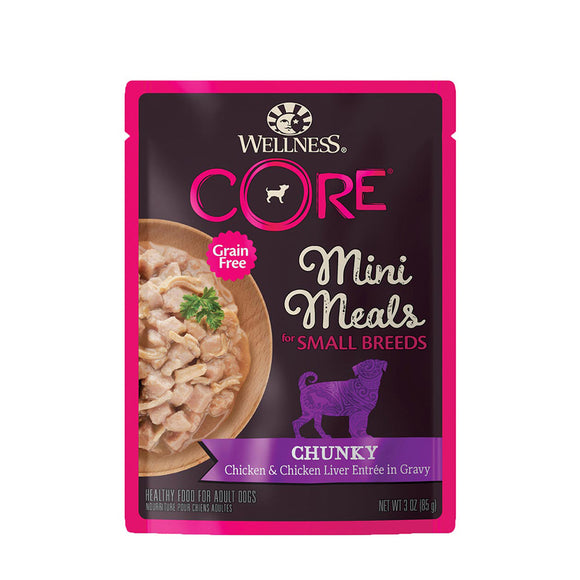 Wellness Dog Food Pouch Core Mini Meals Chunky Chicken and Chicken Liver 85g