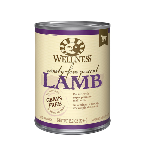 Wellness Canned Dog Food 95% Grain-free Lamb 374g
