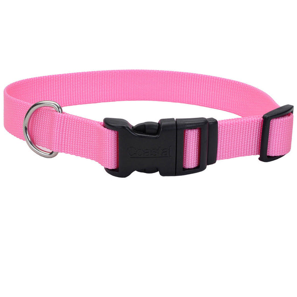 Coastal Pet Dog Collar Adjustable Nylon Bright Pink 3.4 In X 14-20 In