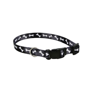 Coastal Pet Collar Bones Black 3/4X14-20