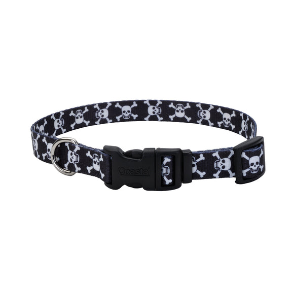 Coastal Pet Dog Collar Skulls Black 3/4X14-20in