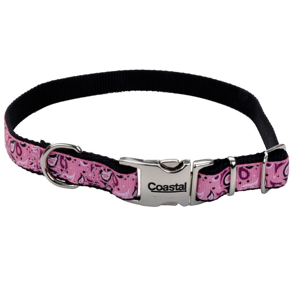 Coastal Pet Dog Collar Adjustable Ribbon Pink 5.8 In X 8-12 In