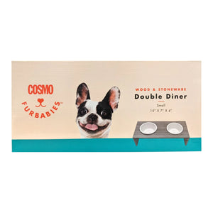 Cosmo Gray Elevated Double Diner Bowl 15in.