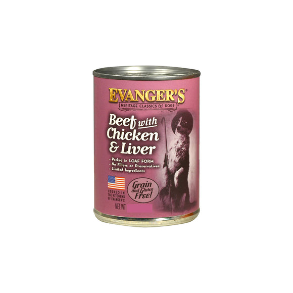 Evanger's Canned Dog Food Classic Beef with Chicken & Liver 354g