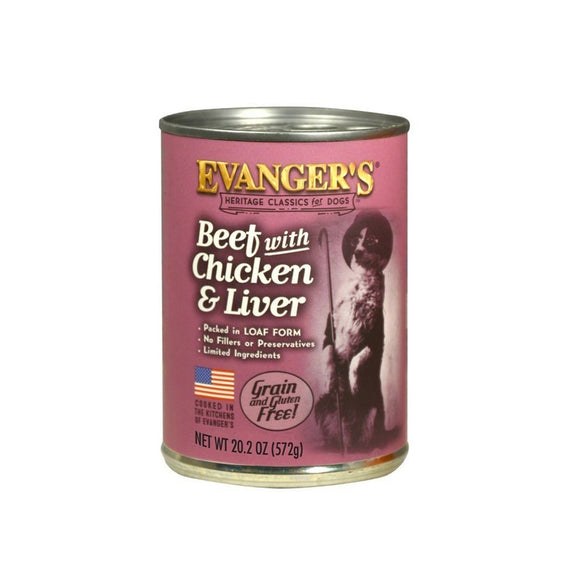 Evanger's Canned Dog Food Classic Beef with Chicken & Liver 573g