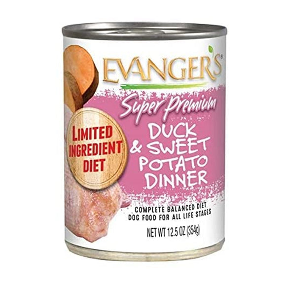 Evanger's Dog Canned Food Limited Ingredient Diet Super Premium Duck and Sweet Potato Dinner 354g