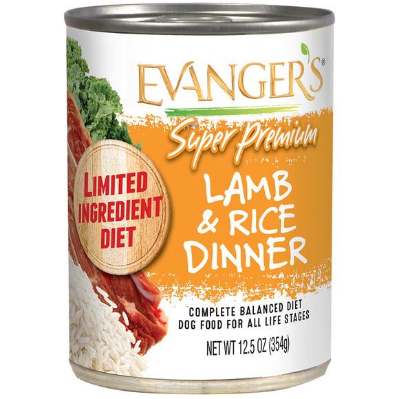 Evanger's Dog Canned Food Limited Ingredient Diet Super Premium Lamb and Rice Dinner 354g