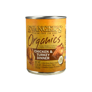 Evanger's Canned Dog Food Organics Chicken & Turkey Dinner 354g