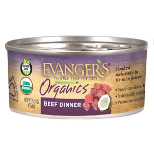 Evanger's Organics Beef Dinner Cat Food 156g