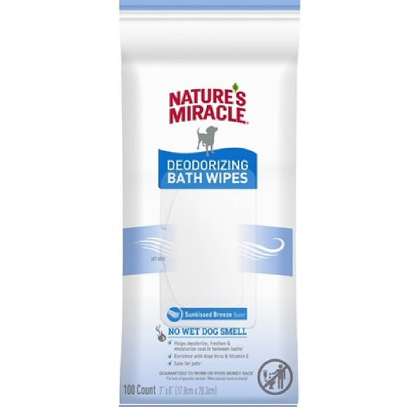 Nature's Miracle Deodorizing Bath Wipes Clean Breeze Scent 100 ct