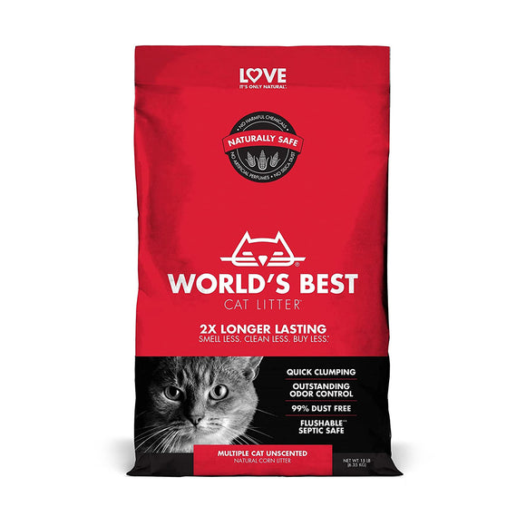 World's Best Cat Litter 2x Longer Lasting Multiple Cat Unscented 6.8kg