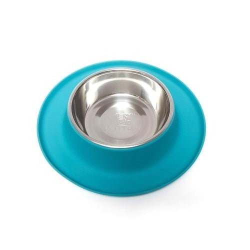 Messy Mutts Blue Silicone Feeder with Stainless Steel Bowl 1.5 cups
