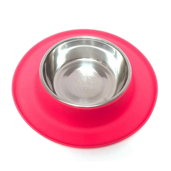 Messy Mutts Red Silicone Feeder with Stainless Steel Bowl 1.5 cups