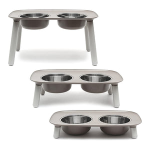Messy Mutts Double Elevated Feeder Grey
