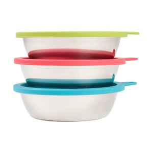 Messy Mutts 6-pc Set of  Stainless Steel Bowls and Silicone Lids 1.5 cup