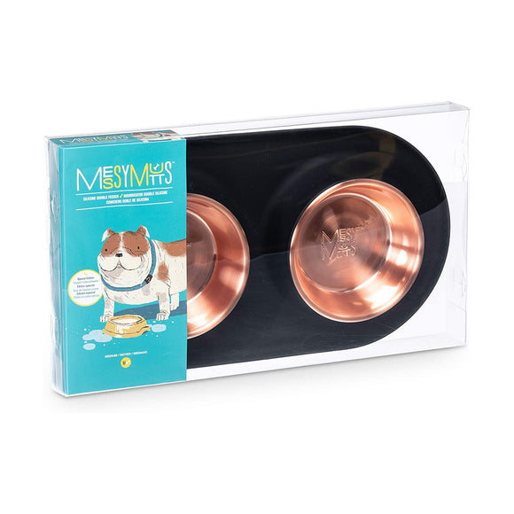 Messy Mutts Double Feeder Silicone Copper Large