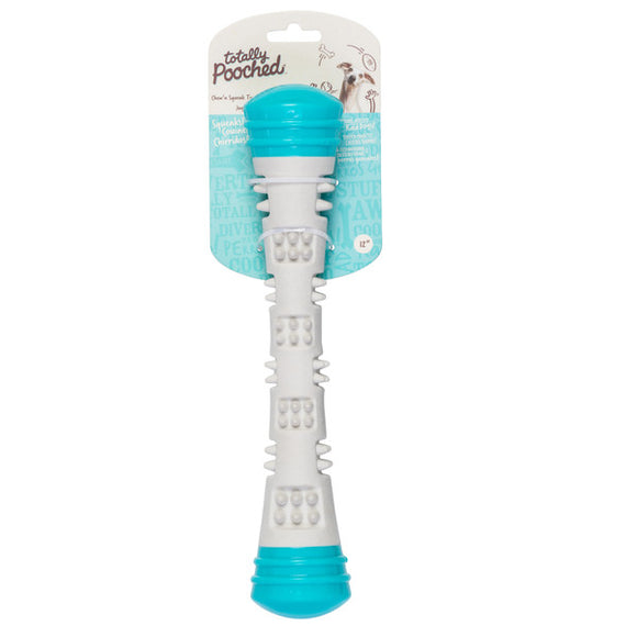 Totally Pooched Chew n' Squeak Stick Toy Teal Gray Large