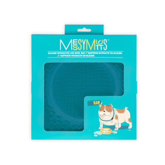 Messy Mutts Blue Therapeutic Feeding and Licking Silicone Bowl Mat 10in