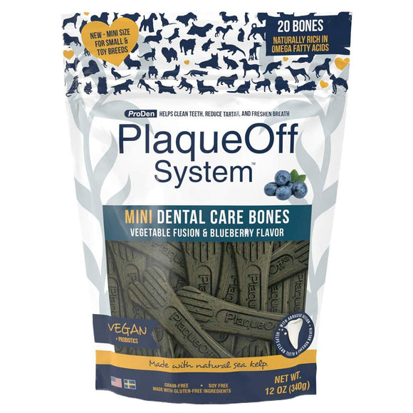 Plaque Off Dental Care Bones Mini Vegetable Fusion and Blueberry 340g