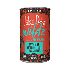 Tiki Dog Wildz Beef Recipe with Beef Liver, Lung & Kidney Grain-Free Wet Dog Food 374g