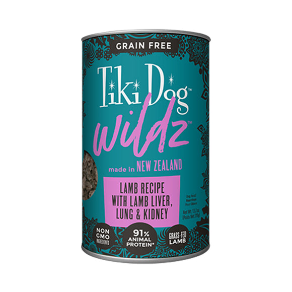 Tiki Dog Wildz Lamb Recipe with Lamb Liver, Lung & Kidney Grain-Free Wet Dog Food 374g