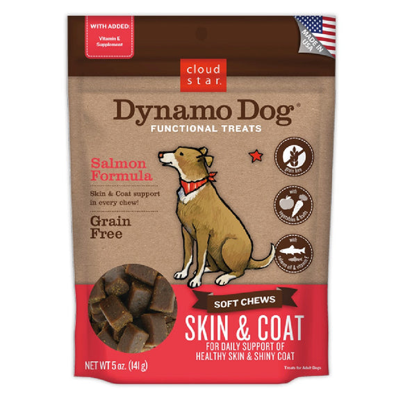 Cloud Star Dynamo Dog Functional Soft Chews Skin & Coat with Salmon 141g