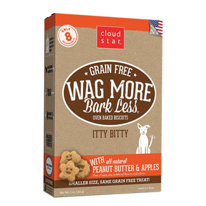 Cloud Star Wag More Bark Less Grain Free Itty Bitty Oven Baked Treats with Peanut Butter & Apples 198g