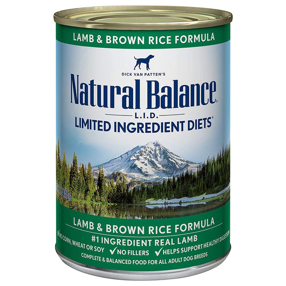 Natural Balance Canned Dog Food Limited Ingredient Diet Lamb & Brown Rice 369g