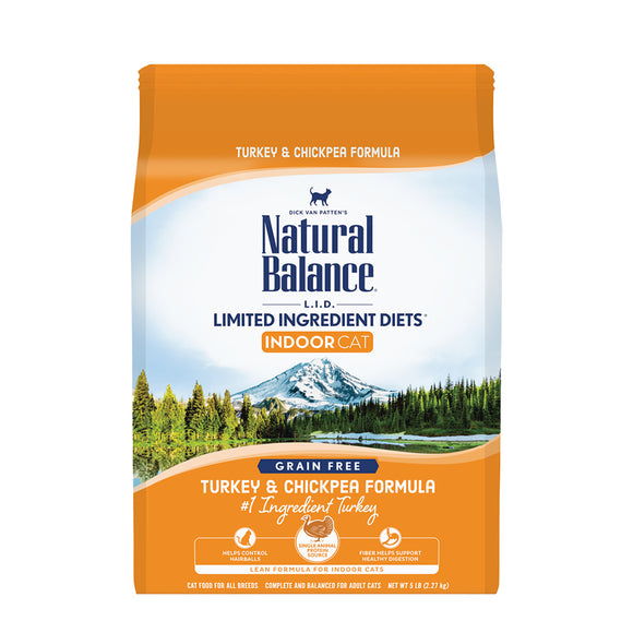 Natural Balance Limited Ingredient Diets Indoor Dry Cat Food Turkey & Chickpea Formula 2.27kg