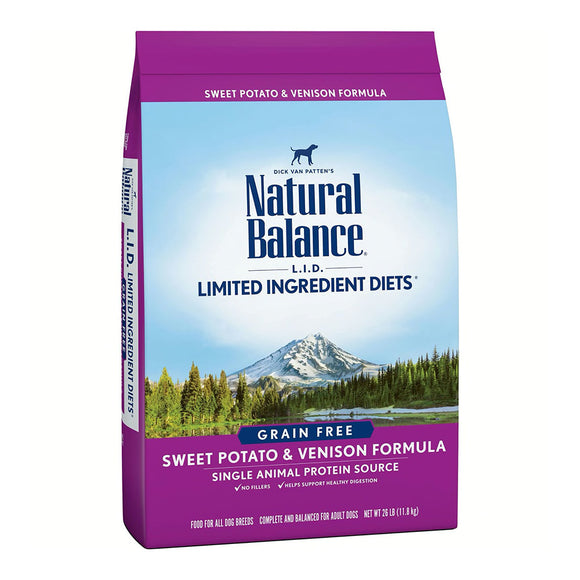 Natural Balance Dry Dog Food L.I.D. Sweet Potato and Venison 26 Lbs