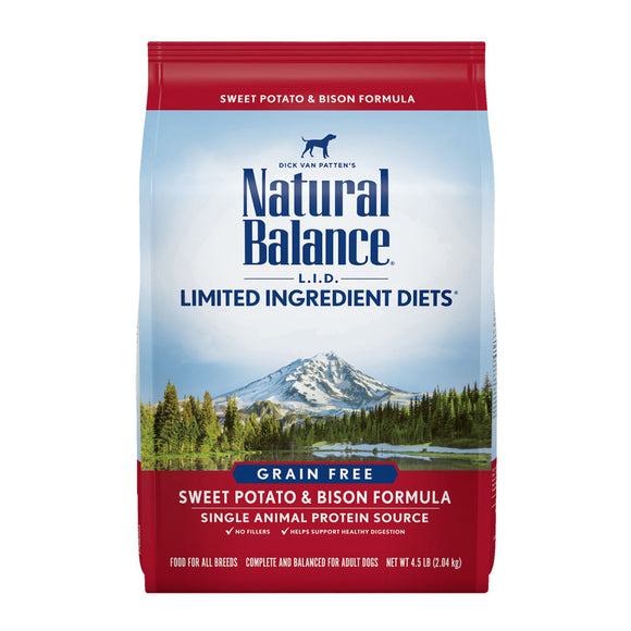 Natural Balance Dry Dog Food L.I.D. Sweet Potato and Bison 4.5 Lbs