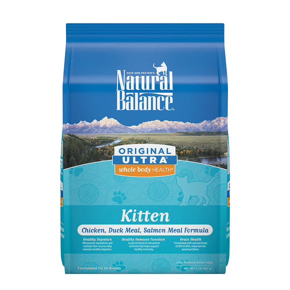 Natural Balance Dry Cat Food Ultra Kitten Chicken Duck and Salmon 2 Lbs