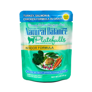 Natural Balance Platefulls Cat Food Indoor Turkey, Salmon & Chicken Formula in Gravy 85g