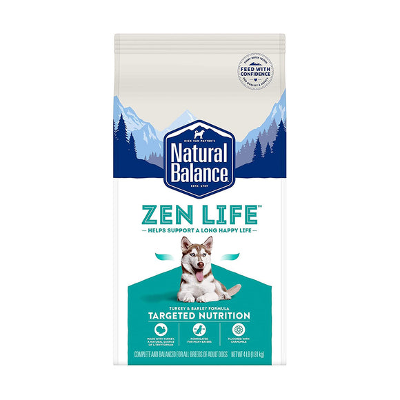 Natural Balance Dry Dog Food Targeted Nutrition Zen Life Turkey & Barley 4 lb