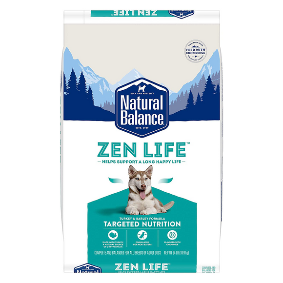Natural Balance Dry Dog Food Targeted Nutrition Zen Life Turkey & Barley 24 lb