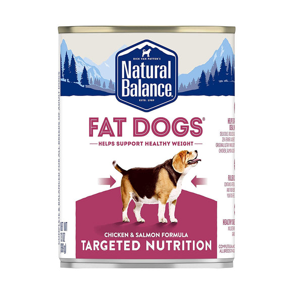 Natural Balance Dog Canned Food Targeted Nutrition Fat Dogs Chicken & Salmon 369g