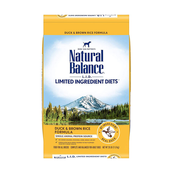 Natural Balance Dry Dog Food LID Duck & Brown Rice 26 Lbs